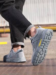 GUYISA Men's Professional Anti-Smash Anti-Puncture Safety Shoes, Lightweight Breathable Casual Series Summer Functional Shoes - Grey - View 3