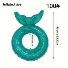 1pc Mermaid Tail Shaped Mint Green Swim Ring, Open Design Suitable For Photo Shooting, Summer Beach Outdoor Swimming Equipment, Outdoor Leisure Supplies - Mint Blue - View 9