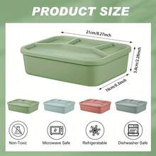 1个优质简约硅胶便当盒，四格设计，加厚防漏，适合学生和成人，可微波炉加热，洗碗机清洗，返校必备 - 彩色 - 查看 3