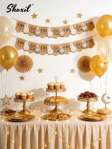 shoxil 1pc Eid Mubarak Kraft Paper Bunting Banner, Eid Al-Adha Themed Sheep Garland, Hanging Party Decorations For Holiday Gatherings And Home Festival Decor - Flag - View 2