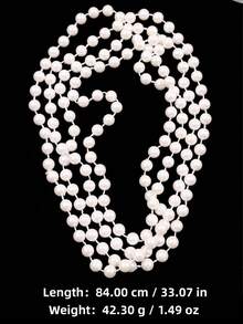 1件时尚、优雅、别致、复古、百搭、设计精美的女士白色珍珠多层项链，适合日常、派对、度假、休闲穿着 - 白色 - 查看 7