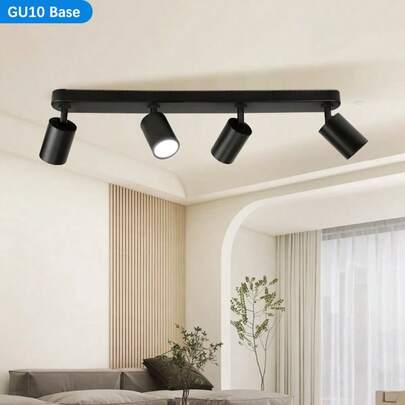 4-Head Linear Recessed Ceiling Light, Indoor Decorative Pendant Light, Aluminum Material, GU10 Bulb Socket, Retro Style, Easy Installation, Suitable For Exhibition Hall/Reading Room/Dining Room/Bar/Bedroom/Cafe/Living Room, Available In Different Colors