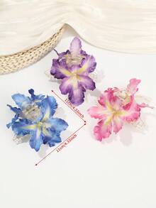 1pc Summer Fresh Floral Double-Sided Hair Claw Clip, Sweet & Cute Tropical Beach Daily Hair Accessory For Women Summer Beach Flower Hair Clips,Holiday,Travel - Multicolor - View 8