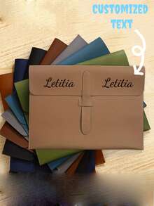 8pcs/1pc Customizable Leather Snap Closure Minimalist A4 Document Folder, Business File Bag, Large Capacity Anti-Drop Office Storage Bag, Back To School - Multicolor - View 3