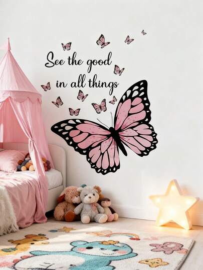 1片/2片装蝴蝶、叶子、花朵壁纸 - 男孩/女孩房、婴儿房、卧室、客厅、窗户装饰墙贴，可移除，个性化创意儿童墙面艺术装饰