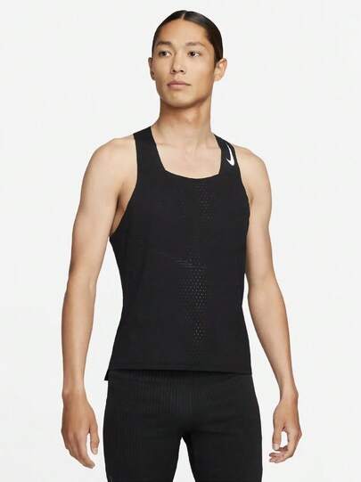  Nike Dri-Fit ADV AEROSWIFT Black Solid Color Running Training Hurdles Running Vest For Men