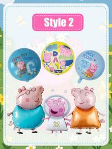MASSDI Birthday Blue Balloon Set - Foil Banner Double-Layer Material, Cool Cartoon Style! Pig-Shaped Balloons And Decorative Spheres. The Main Color Light Blue Restores The Character Image, Bright And Eye-Catching. - 1pc(random color) - View 6