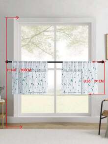 1pc Embroidered Sheer Curtain Panel, Floral Pattern, Rod Pocket Design, UV Protection, Breathable, Transparent, Polyester Material, No Lining, Suitable For Living Room, Bedroom, Dining Room - Blue - View 18