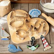 3pcs Stainless Steel Cartoon Food Molds, DIY Cookie Biscuit Seashell Tropical Fish Starfish Ocean Shaped Cutters - Silver - View 7