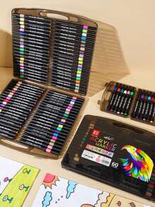 Black Boxed Soft-Tip Acrylic Marker Pens, Suitable For Student Art Creation, Opaque, Can Layer Watercolor Effects, Suitable For Back To School Season And New Academic Year - Sets - View 4
