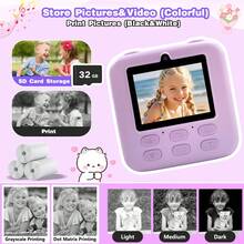 Cámara instantánea para niños de 3 a 12 años con pantalla de 2.4", impresión instantánea, tarjeta de memoria de 32GB, grabación de vida, regalo para reuniones familiares para niños y niñas - Multicolor - Ver 5