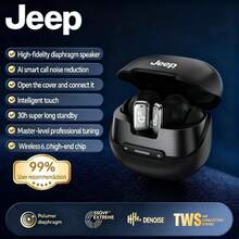 Jeep Earbuds 无线通话耳机 新款时尚外观 超长续航 无线立体声入耳式降噪耳机 超长续航耳机 男女通用 佩戴舒适 适用于笔记本电脑、平板电脑和手机 - 查看 10