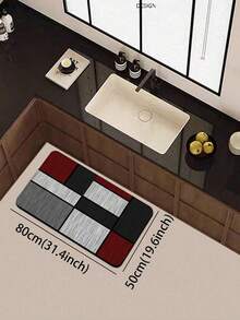 1 tấm thảm bếp bằng silicon họa tiết hình học bất đối xứng, được chia thành các khối màu đỏ tía, đen đậm, xám nhạt và trắng bạc bởi các đường kẻ đen dày với các đường sọc dọc tinh tế, tạo nên sự kết hợp giữa phong cách công nghiệp và tối giản hiện đại, vừa chắc chắn lại vừa có chiều sâu thị giác. Thảm bếp cao cấp, thời trang, êm ái và chống mỏi. - Nhiều màu - Xem 12