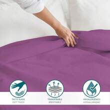 Ecommerc3 3-4 Piece Cotton Sheet Set, Fits Beds 80-200 Cm, Wide Variety Of Colors - Lila - View 3