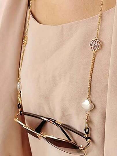 1条时尚山茶花眼镜链，简约百搭花卉眼镜挂绳，时尚眼镜/近视眼镜防掉落链