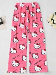 SANRIO 1件官方授权可爱毛绒睡裤，中等厚度，适合春、秋、冬三季穿着，柔软舒适，老少皆宜，是睡眠或休息的理想之选，也是节日、生日、开学季、圣诞节的完美礼物。 - 粉色 - 查看 2