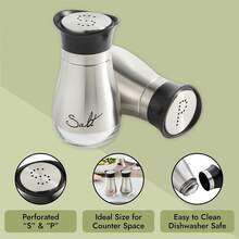 Salt And Pepper Shakers Stainless Steel And Glass Set - 1 - View 4