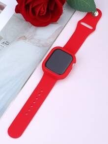 二合一运动硅胶表带和表壳，兼容 40mm、41mm、42mm、44mm、45mm、46mm 和 49mm 尺寸。柔软舒适的铆钉硅胶表带和灵活的开放式保护壳，兼容 Ultra/11/10/9/8/7/6/5/4/SE 型号。男女通用智能手表表带和表壳套装 - 矽膠錶帶+錶殼-紅色 - 查看 8