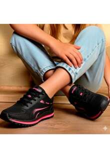 Lightweight Sport Shoes For Men And Women: Comfort And Style For Everyday Wear - Black and Pink - View 2