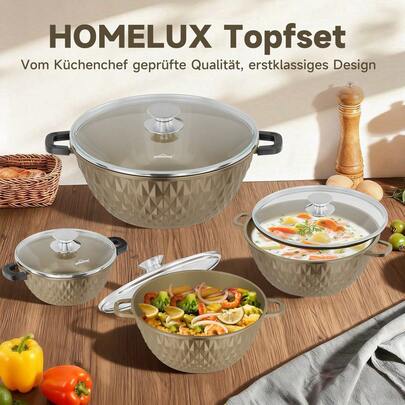 Juego de utensilios de cocción por inducción de 20/24/28/32 cm. Fabricado en aluminio de alta calidad, conduce el calor de manera rápida y uniforme. Un excelente revestimiento antiadherente garantiza la durabilidad. El juego incluye cuatro ollas con tapas en tamaños de 20/24/28/32 cm. El diseño elegante le da un estilo moderno.