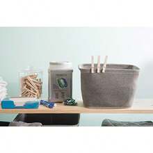 DII Collapsible Polyester Storage Basket or Bins Home Organizer Solution for Home Office Desk Shelf Bedroom and Closet Set of 2 Small Baskets - 12x10x8" - Gray - Gris - Ver 7