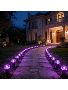 30LED Solar Path Garden Lights, Purple Fairy Lights, IP44 Waterproof Durable, Embedded Installation Outdoor Garden Lights, Suitable For Walkways, Lawns, Camping Gatherings And Other Decorative Lighting - 彩色 - 查看 5