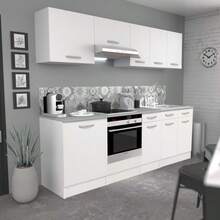 Miroytengo Módulo cocina superior 60 cm Armario EKO cocina moderno Blanco mate 1 puerta abatible tirador cromado almacenamiento compacto 35,3x60x35,6 cm melamina alta calidad montable sobre campana. De 2 a 3 días de envio - Blanco - Ver 4