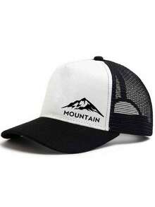 1pc Solid Mountain Print Baseball Cap, Polyester Trucker Hat, Versatile Daily Wear, Suitable Gift For Family, Friends, Boyfriend/Girlfriend, Christmas, Mother's Day, Father's Day, Teacher's Day, Birthday - Multicolor - View 3