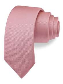 1pc Men's Solid Light Pink Striped Textured Casual Necktie, Suitable For School, Suit, Commute, And Daily Wear - Dusty Pink - View 2