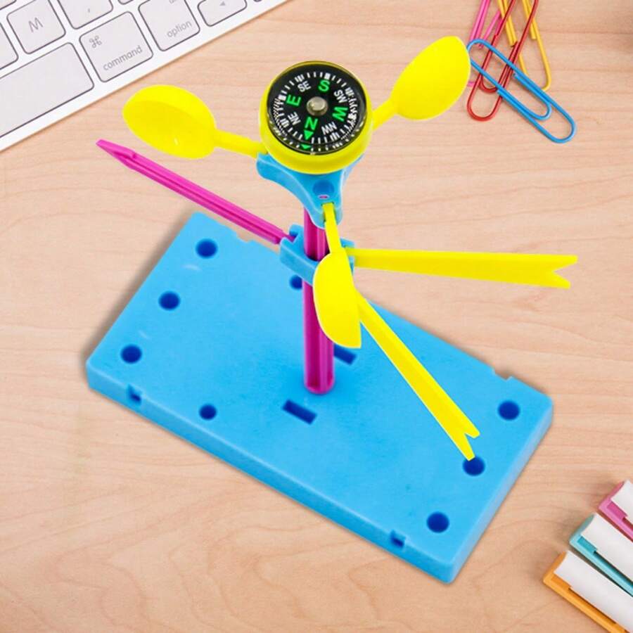 1 Set Kit de Experimento Científico (Paquete de Materiales, Requiere Manualidades), Modelo de Veleta de Estación Meteorológica, Veleta DIY, Artículos de Exploración Científica Educativa, Mejorar el Pensamiento, la Imaginación y la Innovación de los Estudiantes - Multicolor - Ver 1