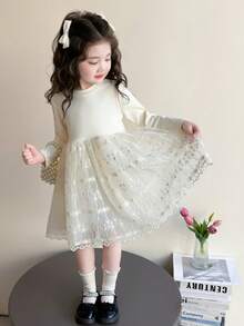 Tween Girls Dresses - Apricot Dress - View 4