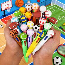 6pcs/24pcs Football 4-Color Ballpoint Pen 0.5mm, 2026 World Cup In USA, Canada, Mexico Design, Multicolor Retractable Pen, High-Quality Writing Pen For Students, Office, Journaling, Gift - Ball-shaped Solid Color Small Four-color Mixed Hair - View 6