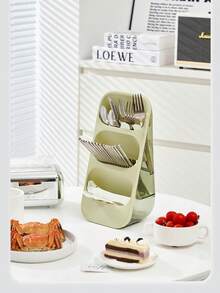 1 Pc Premium 3-Tier Countertop Organizer, Plastic & PET, Minimalist Tilted Design, Multi-Purpose Storage Caddy For Kitchen Sink & Bathroom, Ideal Housewarming Gift - Multicolor - View 9