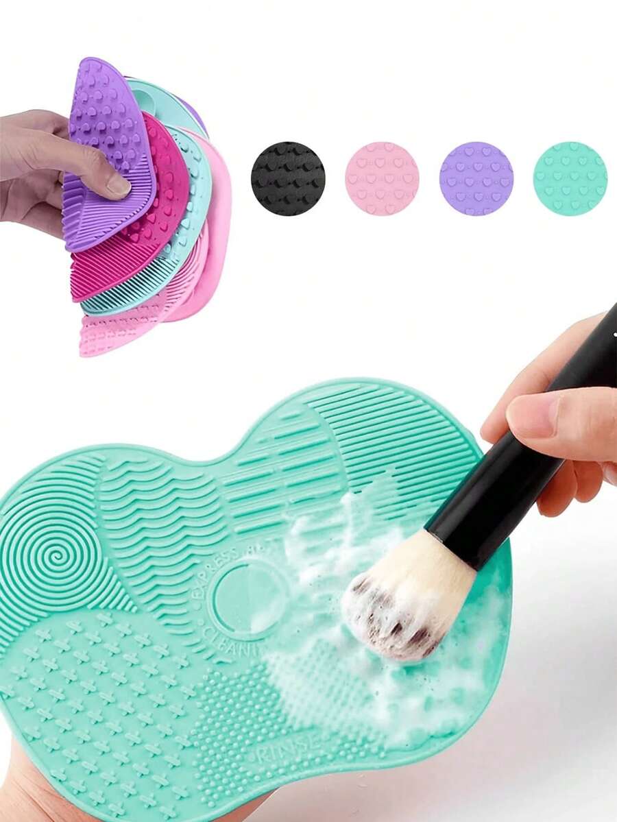 1/2 Peça Almofada de Limpeza de Pincel Cosmético de Silicone, Com Ventosa, Ferramenta Portátil de Limpeza de Pincel Cosmético, Almofada de Limpeza de Pincel Cosmético de Silicone com Formato de Maçã, Adequada para Pincel Cosmético, Esponja Cosmética, Pó e Muito Adequada para Viagem, Família, Escola, Dormitório, Férias, Reunião, Etc.