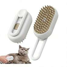 No-Rinse Cleaning Brush For Pets, Steam Fluff Removal Massage Comb, Pet Bath Brush, Pet Automatic Hair Removal Spray And Anti-Static Massage Comb For Dog And Cat Grooming - 白色 - 查看 4