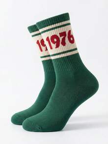 5 đôi tất kẻ sọc phong cách retro thập niên 1976, kiểu dáng thường ngày phù hợp cho cả nam và nữ, thích hợp cho mọi mùa. - Nhiều màu - Xem 5