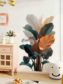 2片复古树叶墙贴，大型可移除植物树叶墙贴，适用于卧室背景墙 - 69265-浮影 - 查看 2