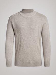 Officeau 男士薄款针织衫，立领休闲风，商务/通勤内搭/外穿，秋冬季长袖上衣 - 駝色 - 查看 1