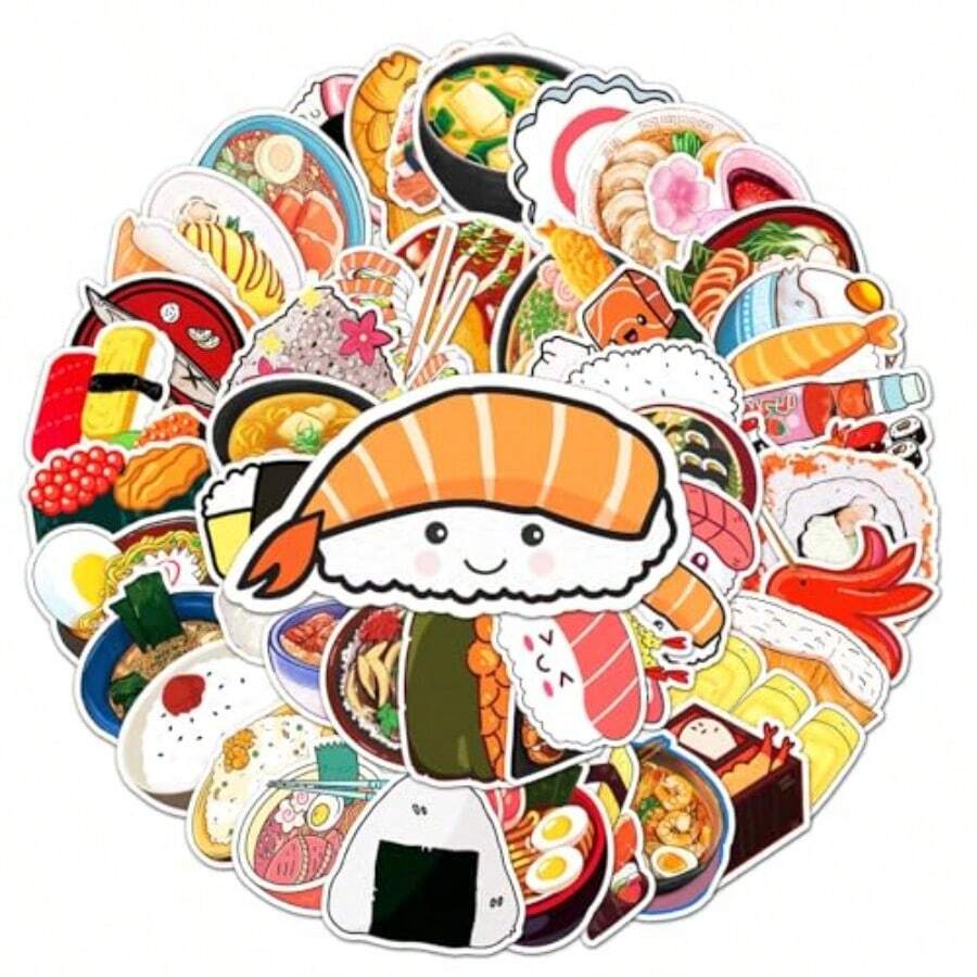 Assorted Stickers - Japanese Food (50 Pieces) - View 1
