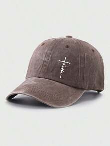 Jesus Printed Baseball Cap Solid Color Washed Distressed Casual Sports Hats Lightweight Adjustable Dad Hat Women & Men - White - View 3