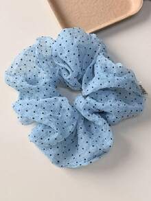 2pcs Spring Bubble Chiffon Polka Dot Mesh Large Hair Scrunchies, Girly High Ponytail & Bun Hair Accessories, New Arrival Hair Ties Scrunchy Hair Ties - Multicolor - View 3