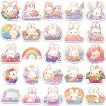 50 Easter Egg Bunny Vinyl Stickers |, Homemade, Cartoon Theme, Glossy, Suitable For Scrapbooks, Diaries, Laptops, Fenders, Scooters, Water Bottles, Computers, Mobile Phones, Hard Hats, Cars - A - 查看 6