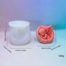 1个玫瑰翅膀天使蜡模，跨境DIY贝壳睡眠婴儿石膏小雕像硅胶模具 - 白色 - 查看 9