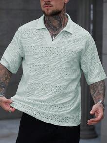 Áo Polo nam phong cách retro đô thị thường ngày, thích hợp cho mùa xuân, hè và thu. - Màu xanh Bạc hà - Xem 5