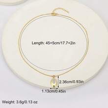 1pc White Zirconia 18k Gold Plated Copper Geometric Pendant Necklace, Luxury Jewelry, Minimalist Design, Elegant Gift For Women - Gold - View 7