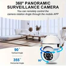 1 pieza Cámara de inteligente 1080P, Cámara de interior de visión panorámica de 360°, Cámara para mascotas con WiFi de 2.4GHz, audio bidireccional, seguimiento de movimiento, visión nocturna, cámara de vigilancia doméstica - Blanco - Ver 7