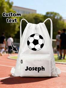 Customizable Drawstring Backpack, Customizable Football Drawstring Backpack, Personalized Football Print Customizable Name/Logo/Text Drawstring Gym Bag - Zipper Design Sports Travel Bag, Multiple Colors Available, Lightweight And Fashionable, Suitable For Travel, Fitness And Daily Use, Ideal Gift Choice For Athletes - Multicolor - View 7