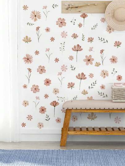 1张/2张装 - 蝴蝶、树叶、花朵壁纸 - 男孩儿童房装饰家居自粘婴儿房装饰女孩房装饰壁纸可移除墙贴个性化礼物墙贴客厅、女孩卧室、窗户贴纸 - 可爱创意墙贴儿童房卧室装饰