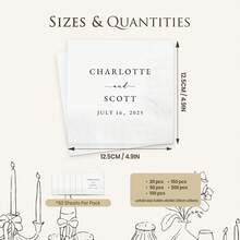 15-500张定制情人节餐巾纸，三层个性化婚礼餐巾纸，清晰印刷，是单身派对、新娘送礼会、订婚派对、欢迎晚宴的完美餐桌装饰，也是情侣、爱人和家人理想的鸡尾酒餐巾纸，以及定制生日餐巾纸。 - 白色 - 查看 2