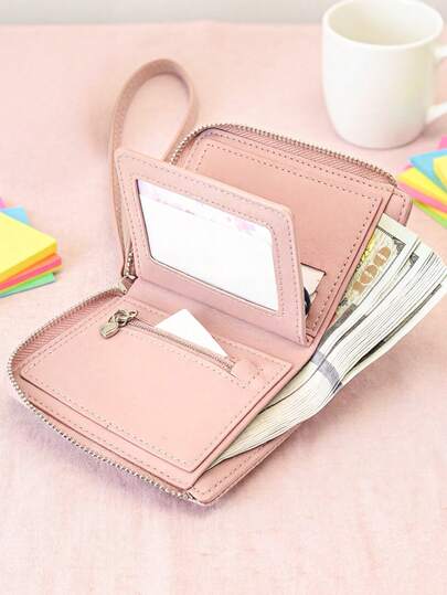 2026新款儿童手持钱包，糖果色拼接设计，小巧便携，按扣闭合，多功能钱包，卡包，零钱包